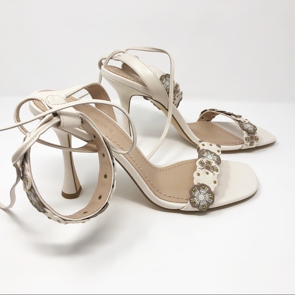 Coach Floral Embellished Ankle Strap Heels – Size 9.5B – Ivory/Nude - Picture 10 of 12